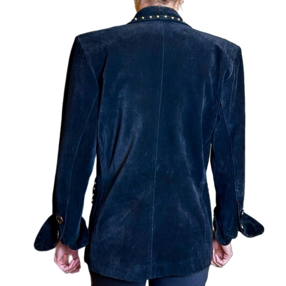Vintage YSL Runway Gold Studded Black Suede Jacket - Picture 4 of 8